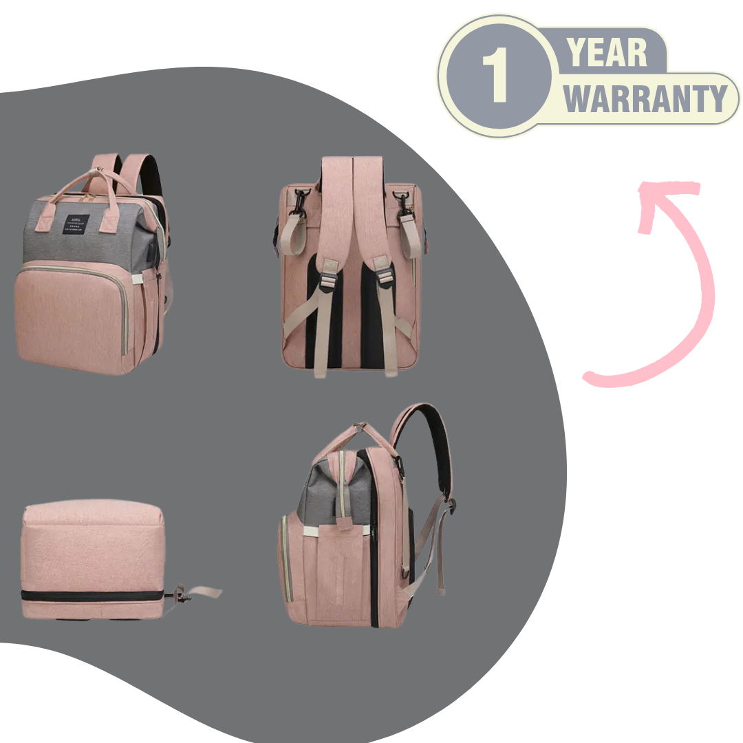 BloomCare bag -Multifunctional waterproof diaper bag backpack with changing station - Grey and Pink