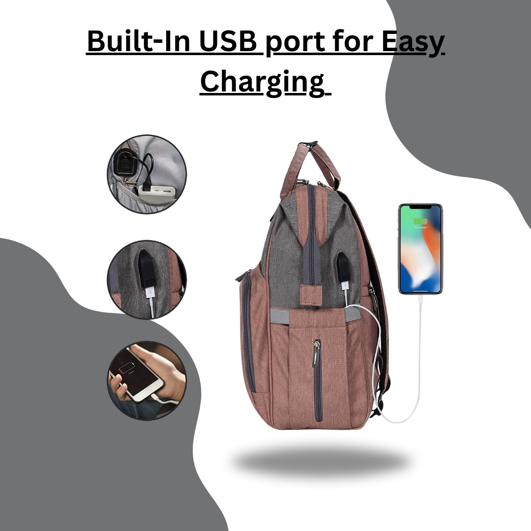 BloomCare bag -Multifunctional waterproof diaper bag backpack with changing station - Grey and Pink