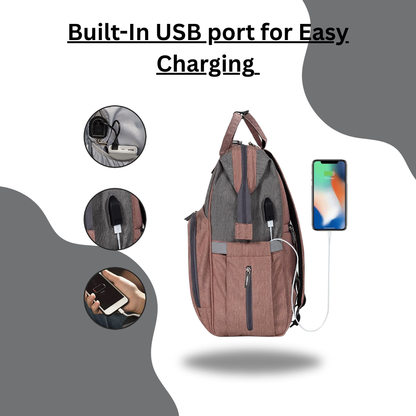 BloomCare bag -Multifunctional waterproof diaper bag backpack with changing station - Grey and Pink