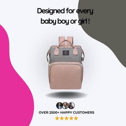 BloomCare bag -Multifunctional waterproof diaper bag backpack with changing station - Grey and Pink
